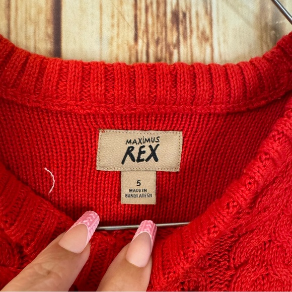 Maximus Rex Kids Toddler Crew Neck Red Cable Knit Pullover Sweater Size 5 - Picture 6 of 9
